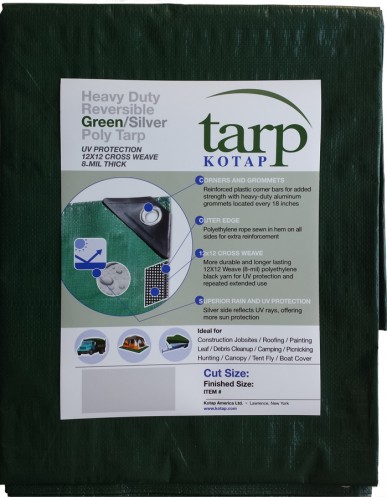 12' X 16' Green and Silver Heavy Duty Tarp