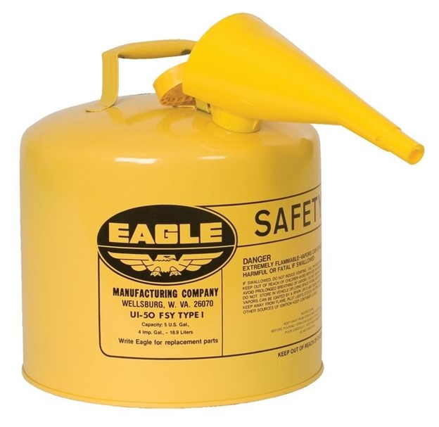5 Gallon Type I Gas Can With Funnel - Yellow